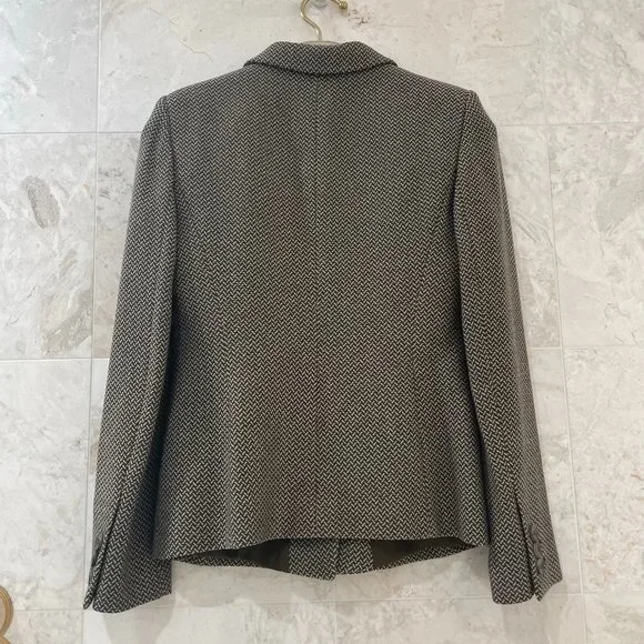 ARMANI COLLEZIONI {6} Blazer Chocolate Brown & Cream Fitted Graphic - Picture 4 of 5